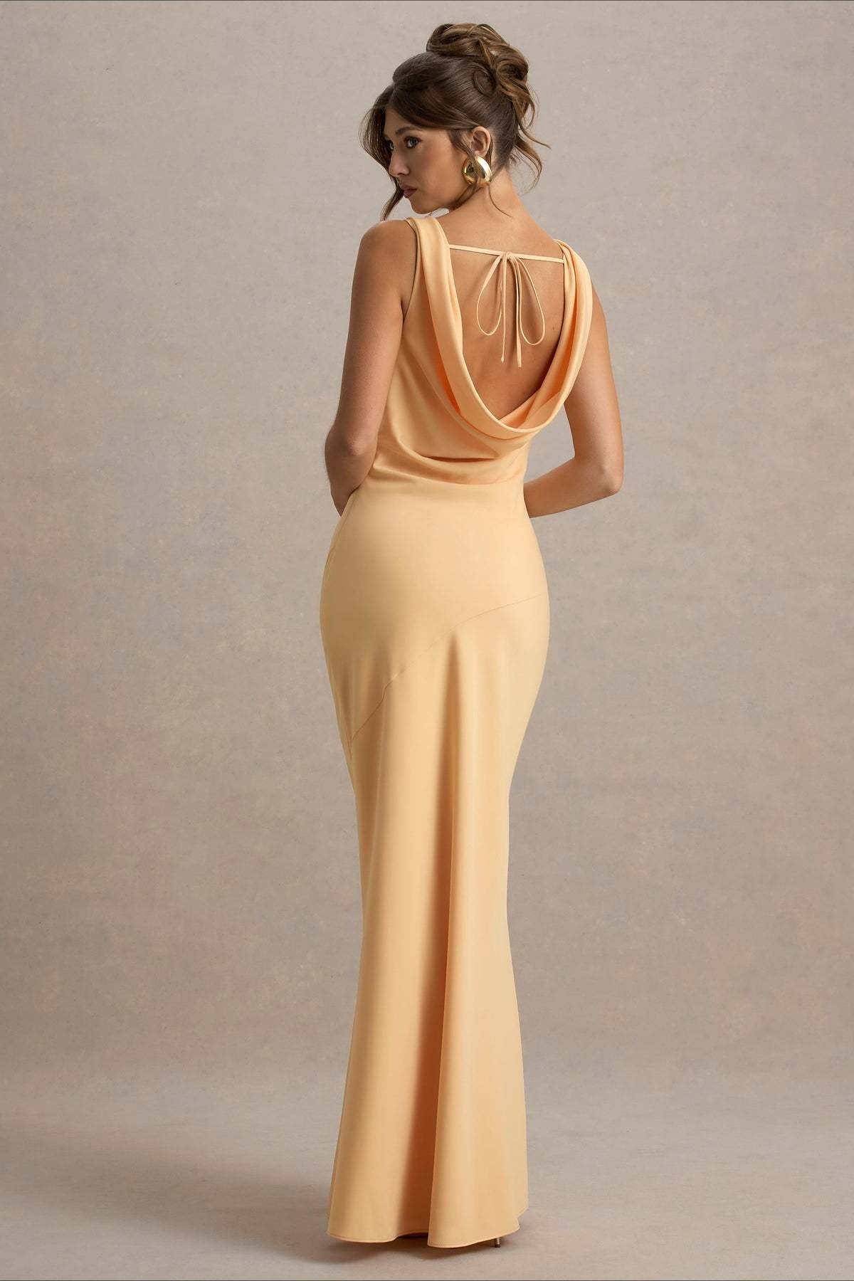 Satin Bodycon Backless Fish Maxi Dress