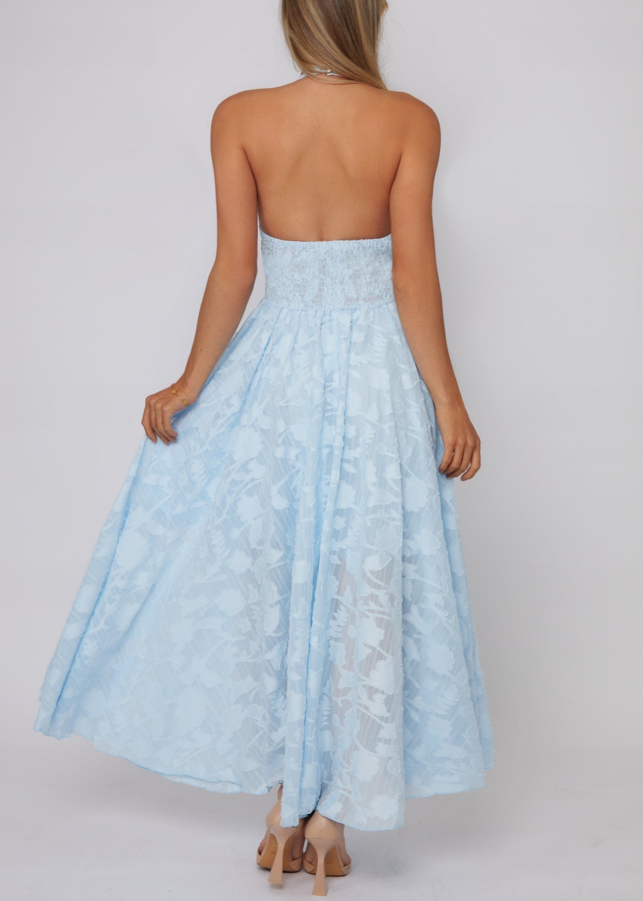 Celeste - Halter Lace Maxi Dress