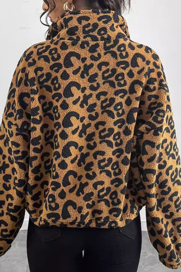 Cozy Leopard Print Fleece Coat