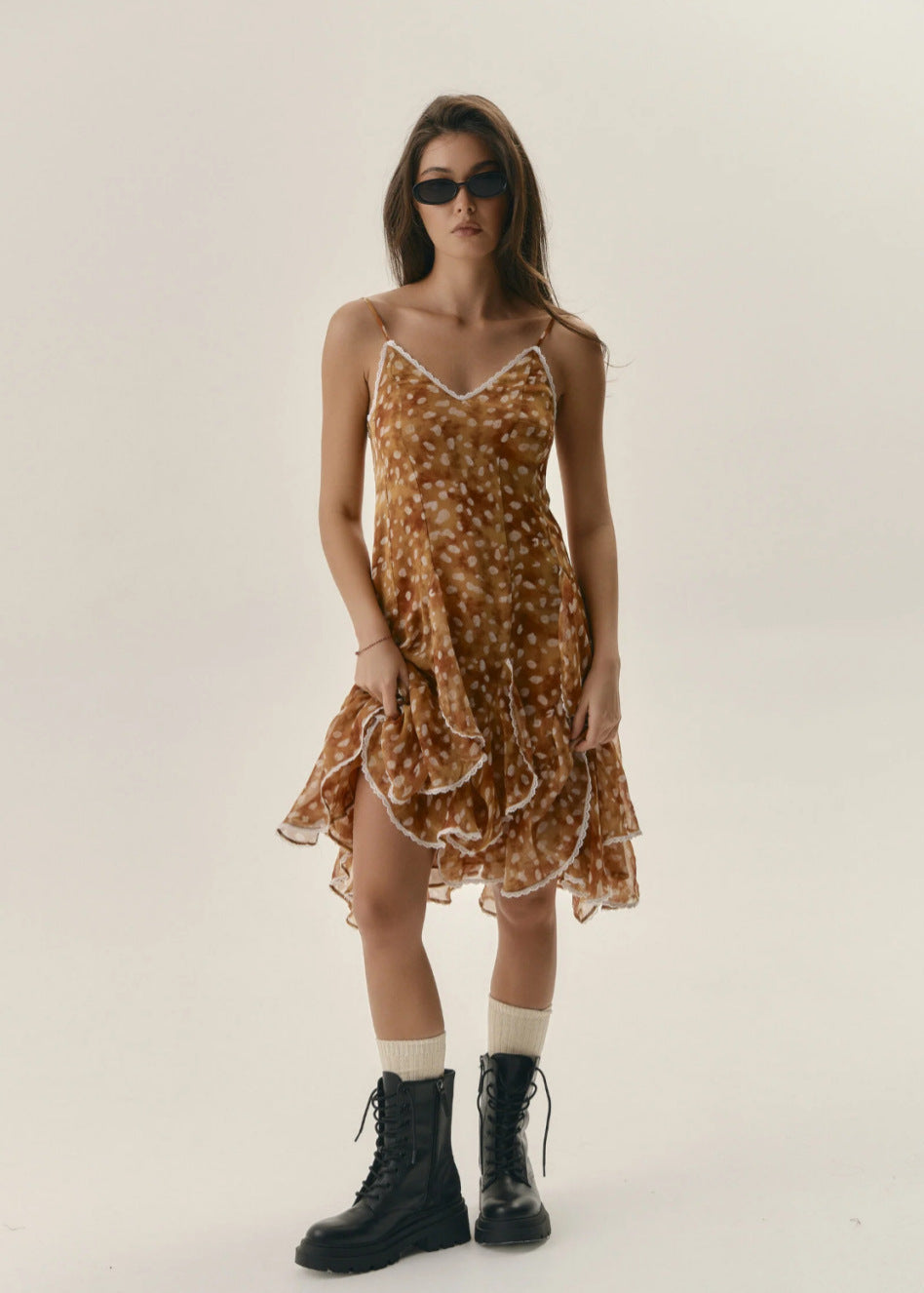 Ruffled Polka Dot Slip Dress