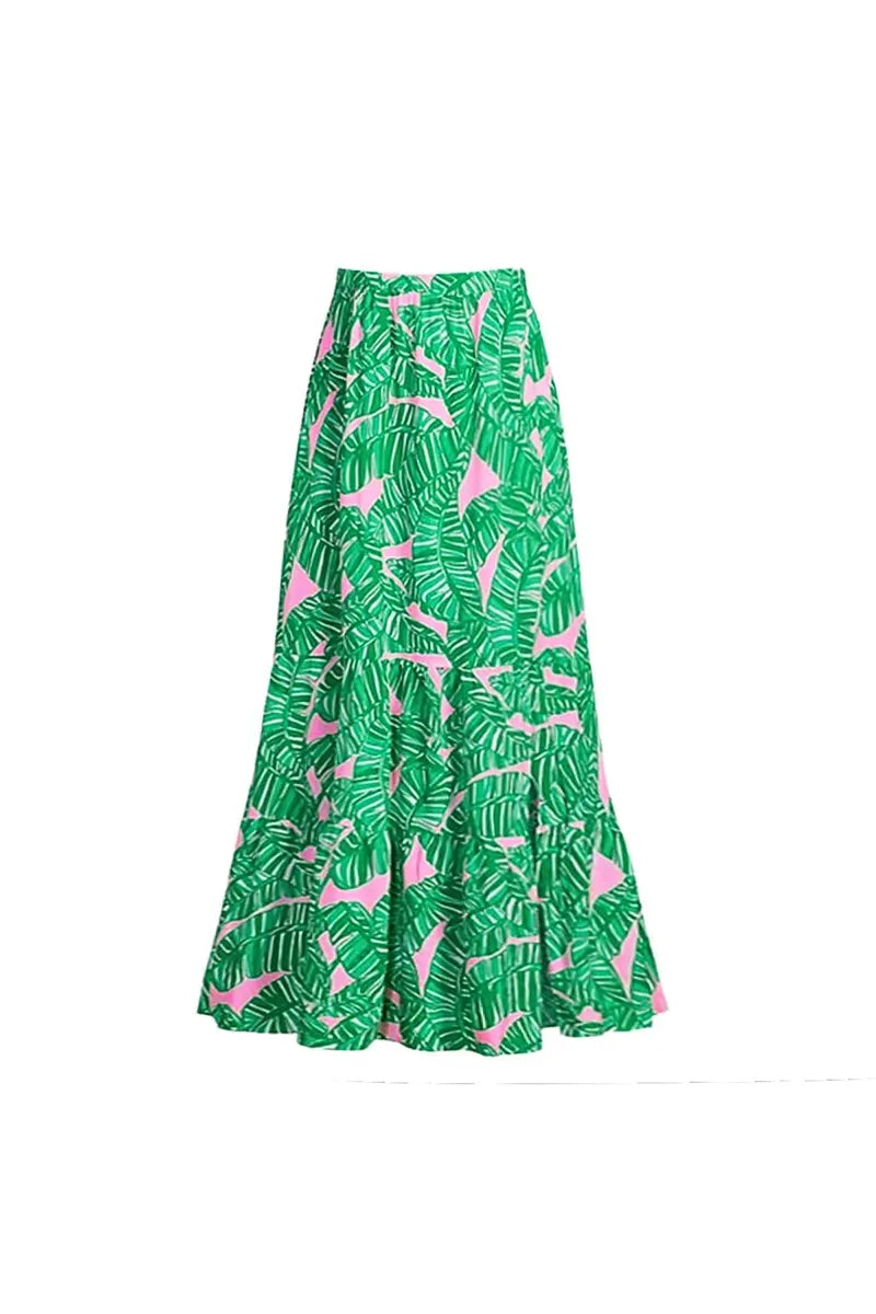 Green Ruffle Print One Piece Swimsuit