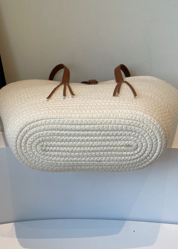 Mira - Oversized Braided Tote Bag with Buckle Accent
