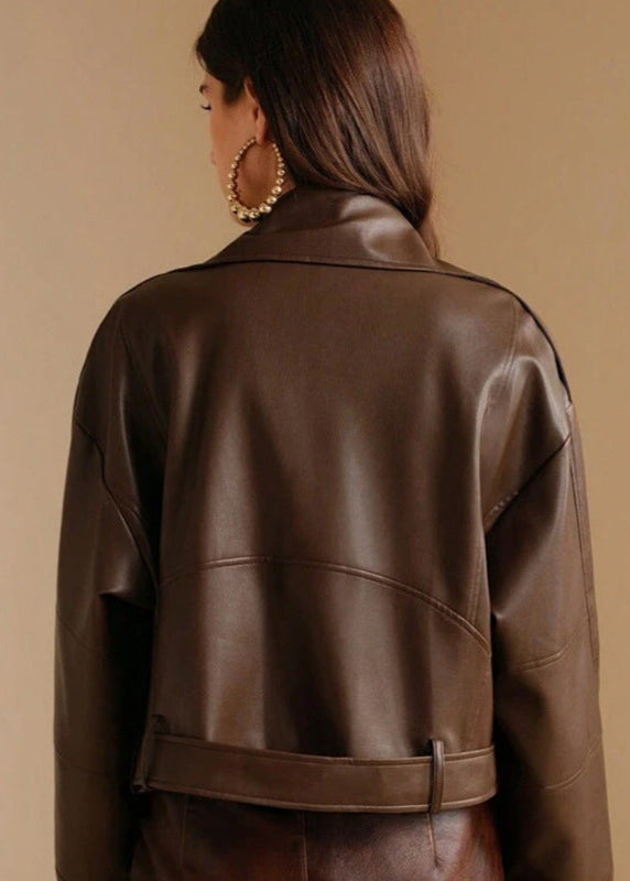 StructuRed Faux Leather Moto Jacket – Modern Edge