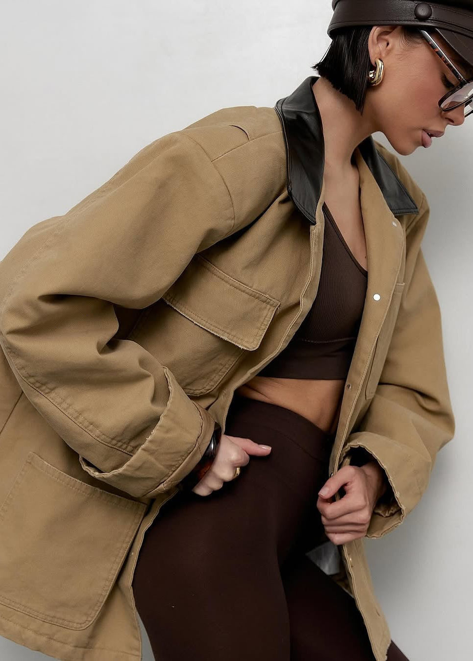 Metro Terrain - Canvas Utility Jacket with Faux Leather Collar