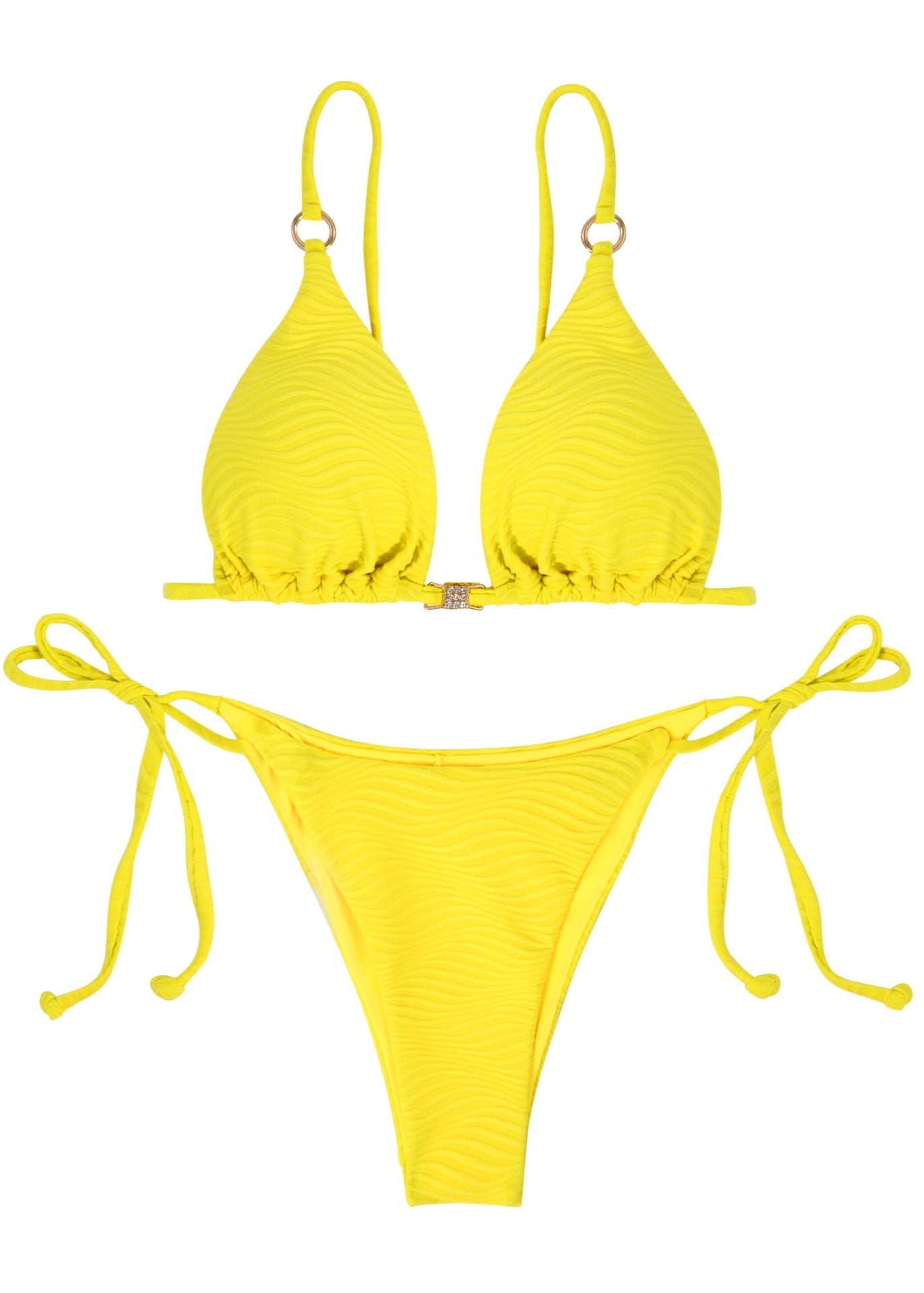 Golden Hour - One-Piece Swimsuit with Textured Fabric & Crystal Accent