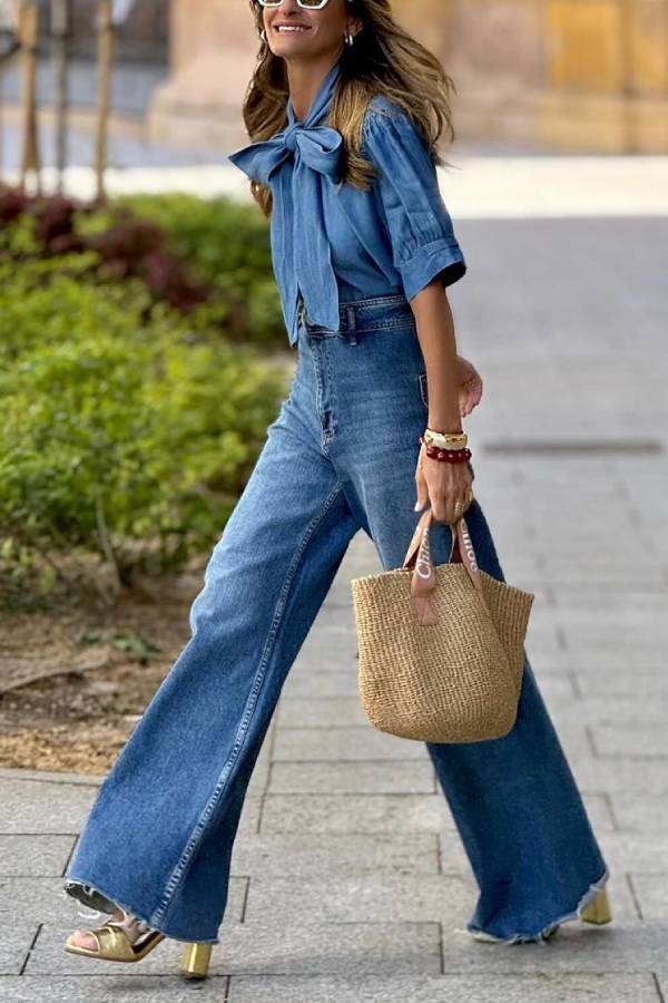 Blue Lace Denim Shirt