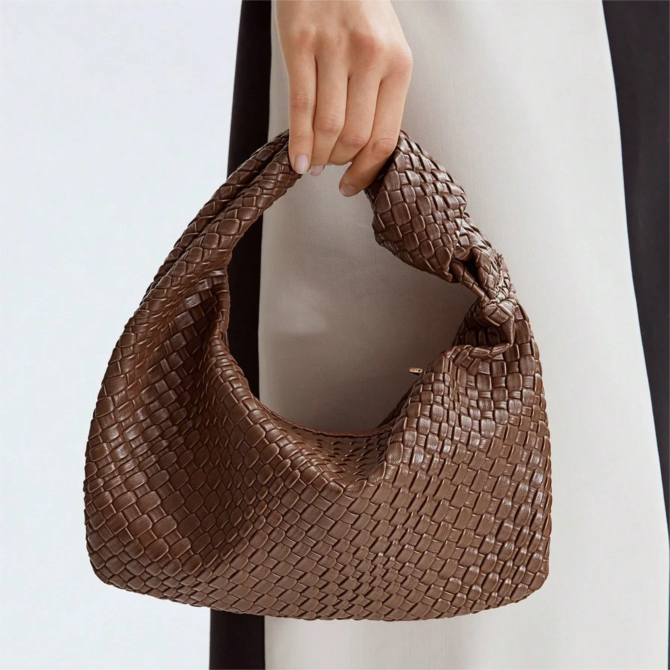 Small Woven 'ALICE' Knot handbag Premium Vegan Leather