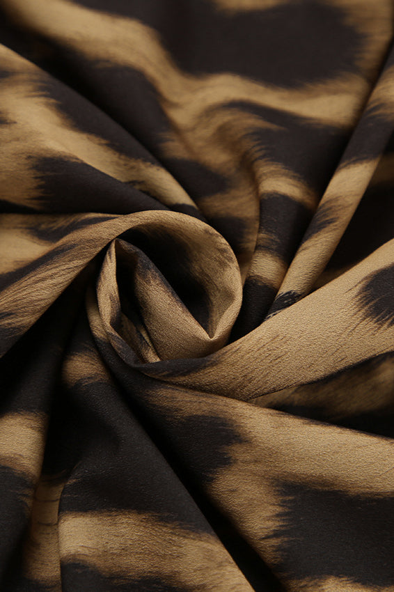 Leopard Print High Waist Midi Skirt