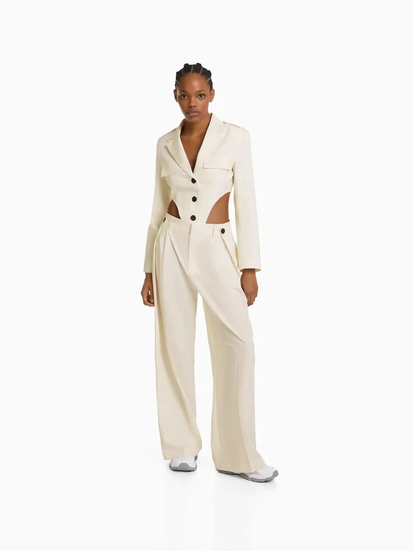 Bodysuit Style Blazer & Wide Leg Pants Coord Set