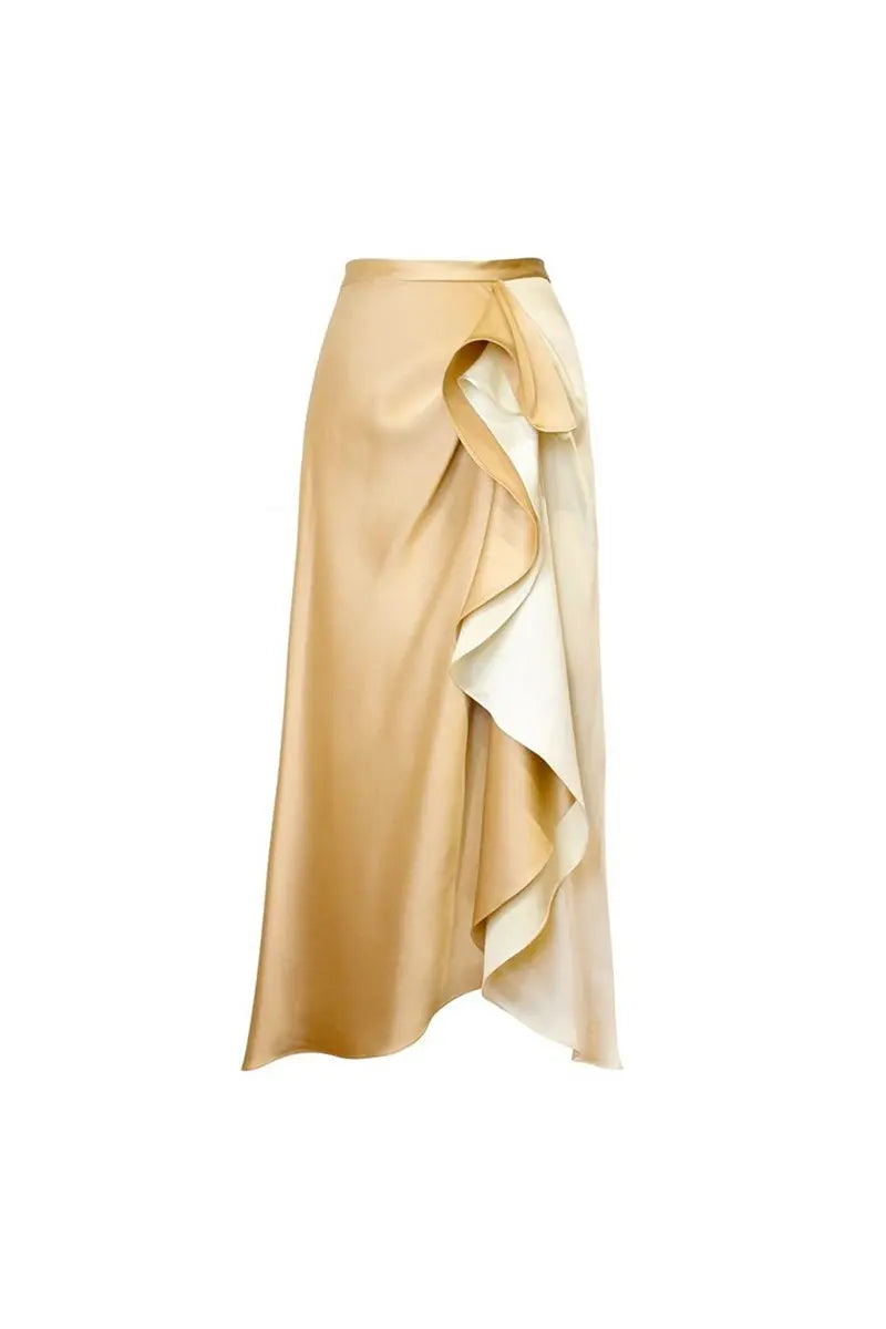 Foil Print Deep V Ruffle One Piece Swimsuit