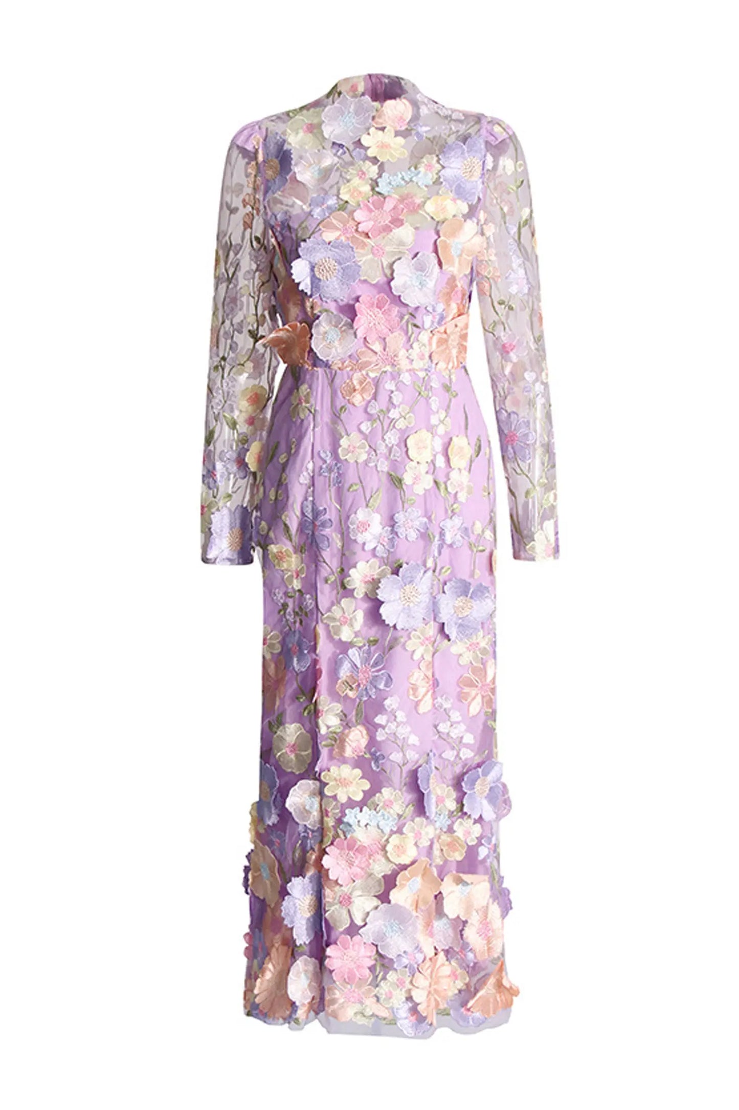 Sherwood Purple Flower Embroidered Dress