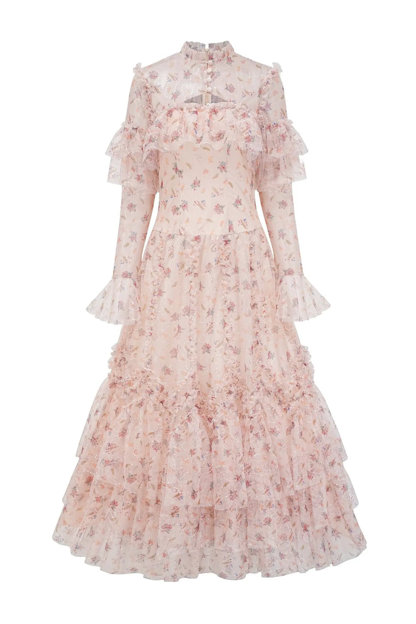 Clapham Pink Mesh Floral Dress