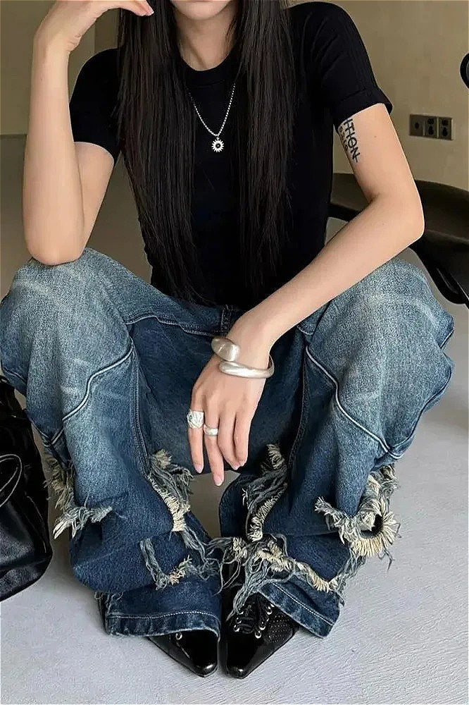 Y2K Distressed Claw Marks Jeans