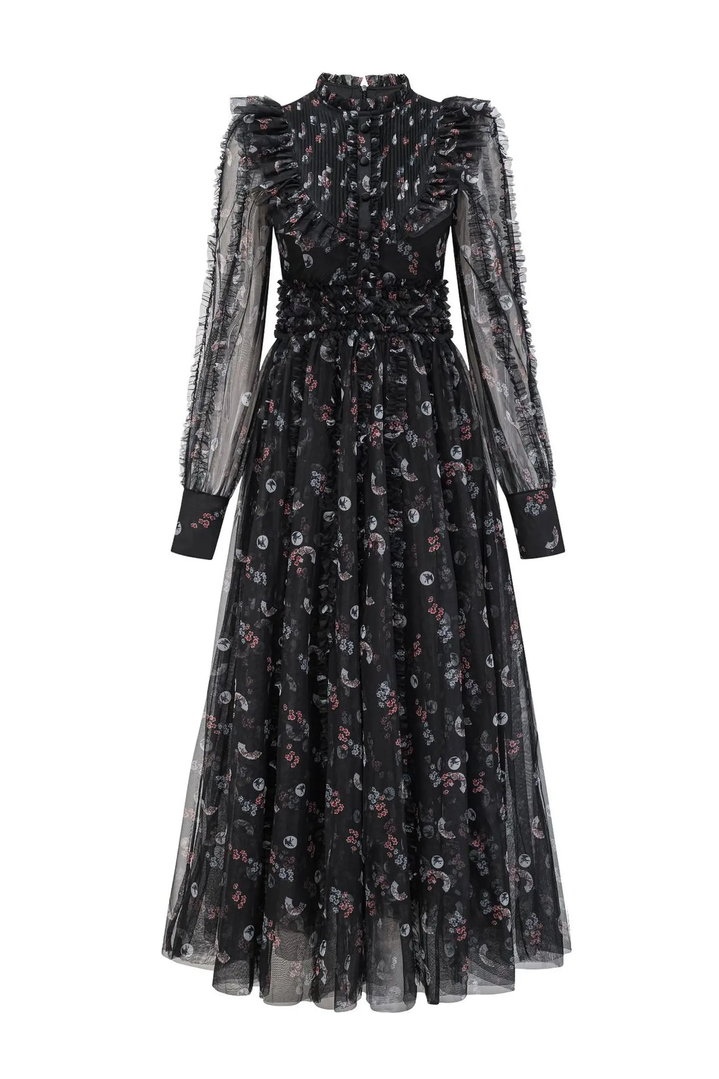 Beryl Black Floral Long Sleeve Dress