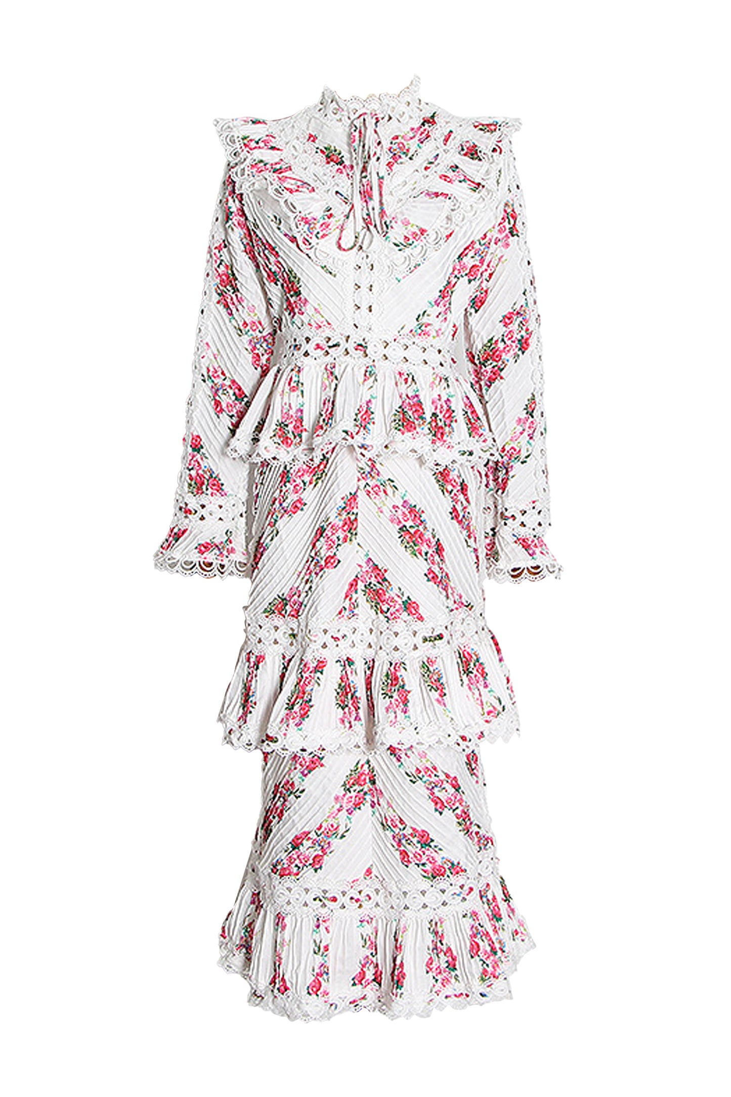 Morse Pink Floral Midi Dress