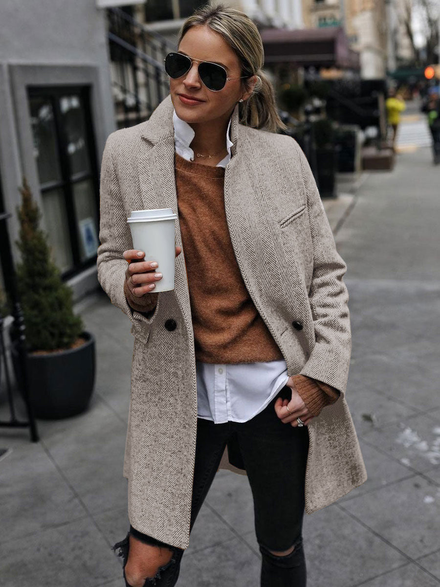 Overcoat Lapel One Button Casual Spring Outerwear For Women