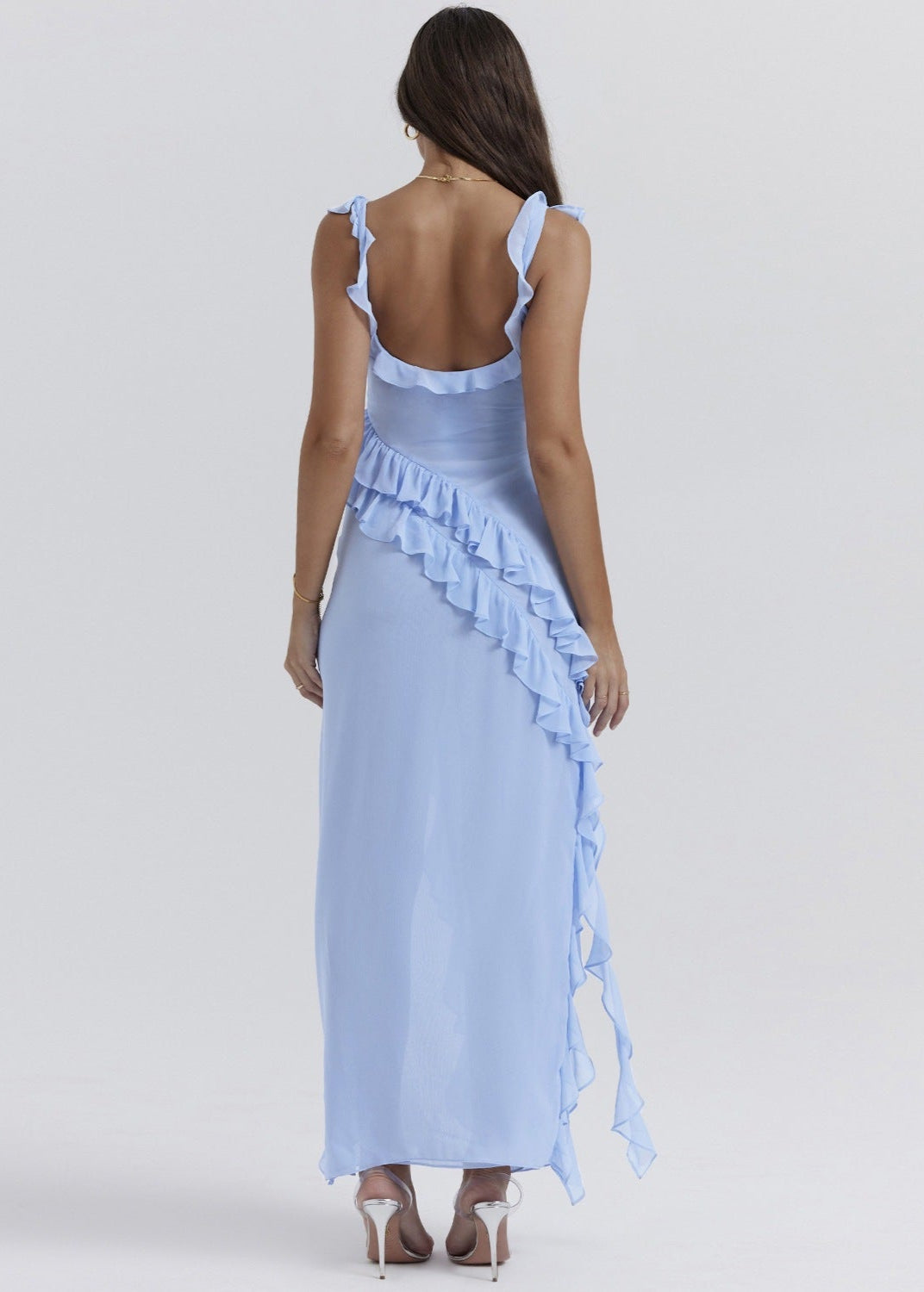 Elara - Ruffled High-Slit Gown