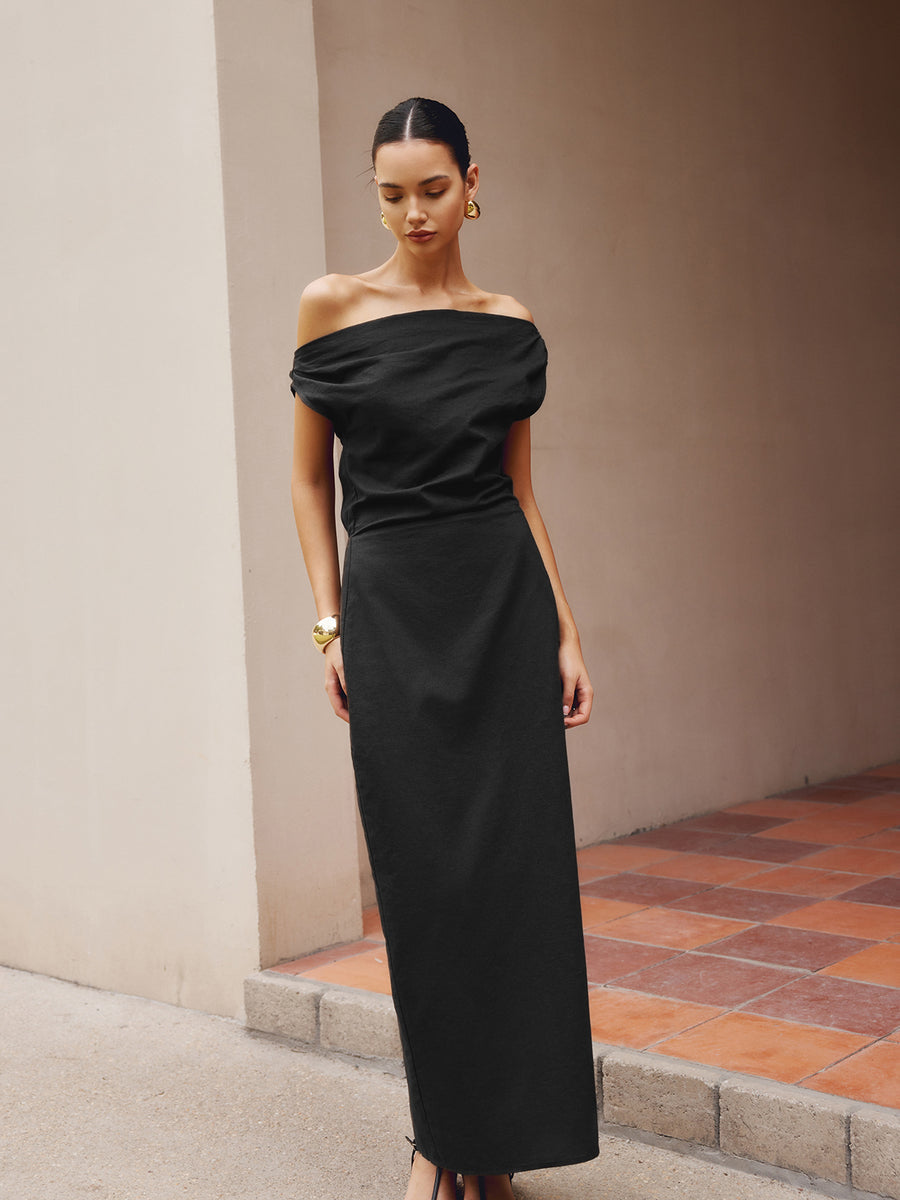 Asymmetric Shoulder Slim Fit Dress
