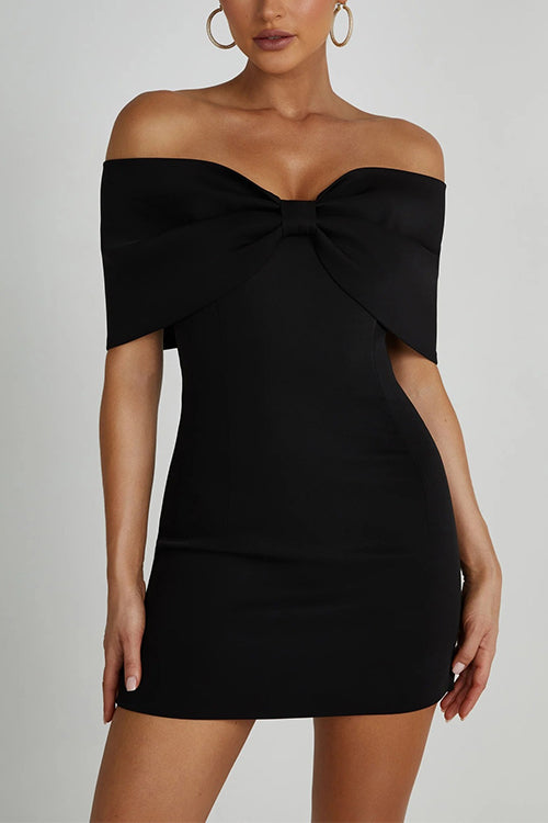 Bow Off Shoulder Bodycon Mini Party Dress