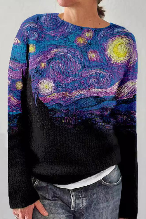 O Neck Long Sleeves Graphic Casual Sweater(in 3 Patterns)
