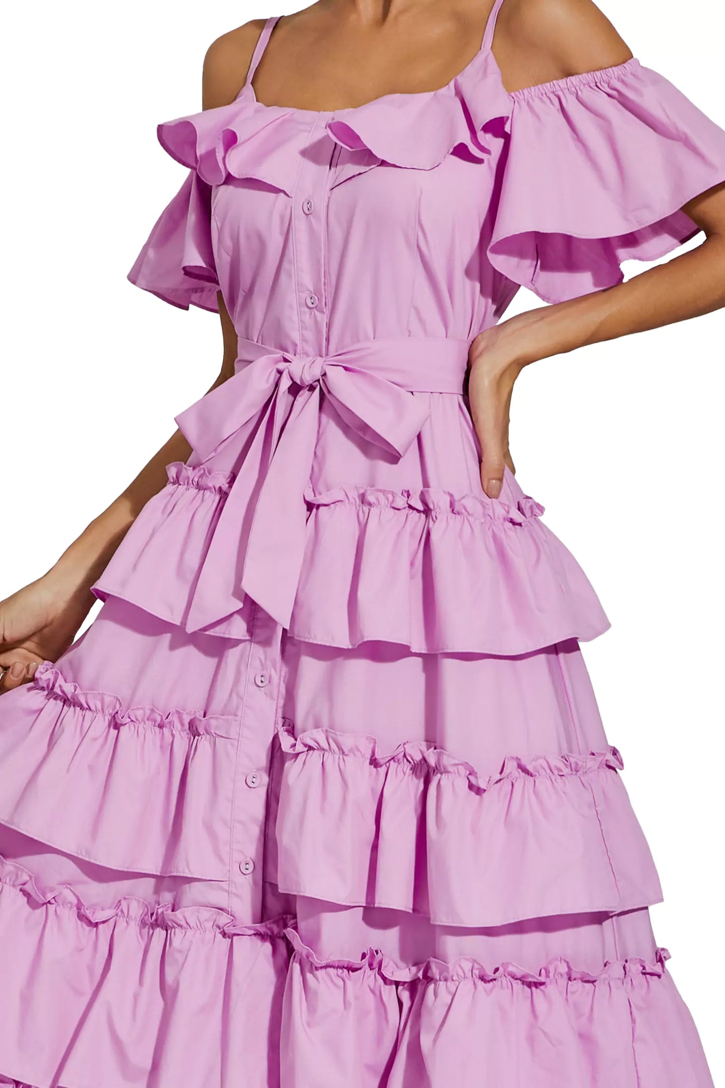 Eleanora Purple Tiered Slip Dress