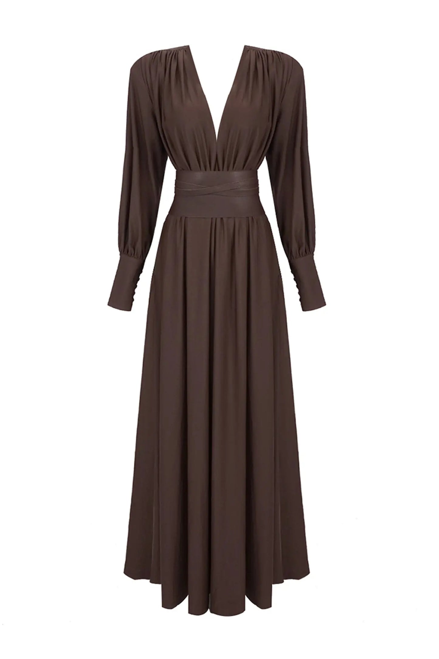 Dickey Brown Corseted Maxi Dress