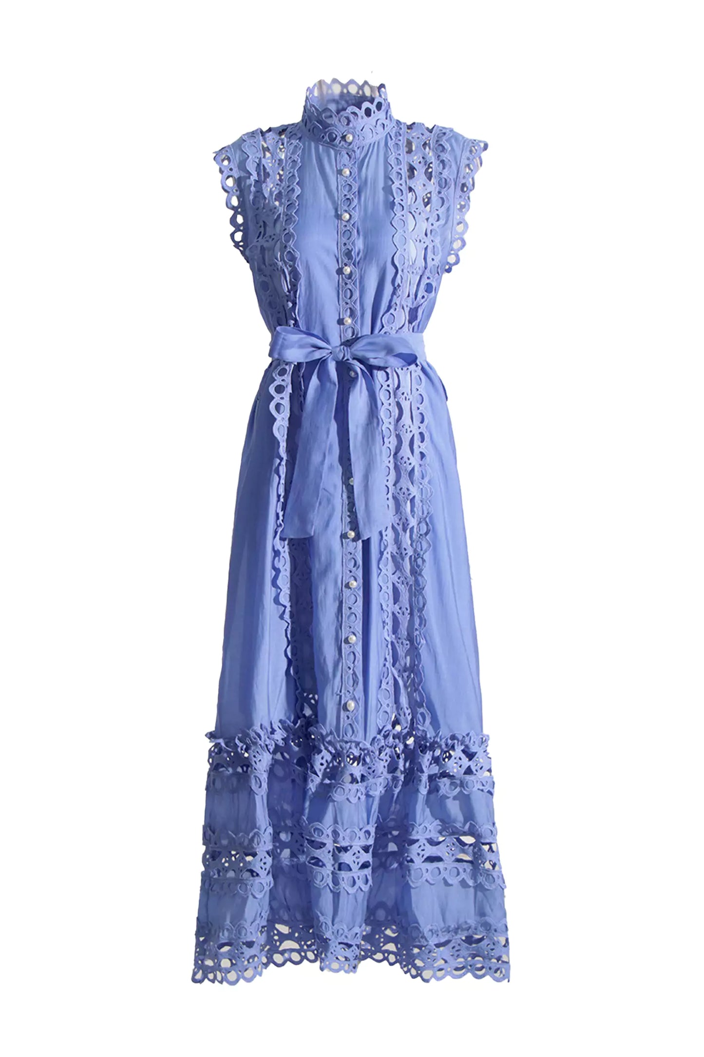 Kennedi Blue Sleeveless Hollow Maxi Dress