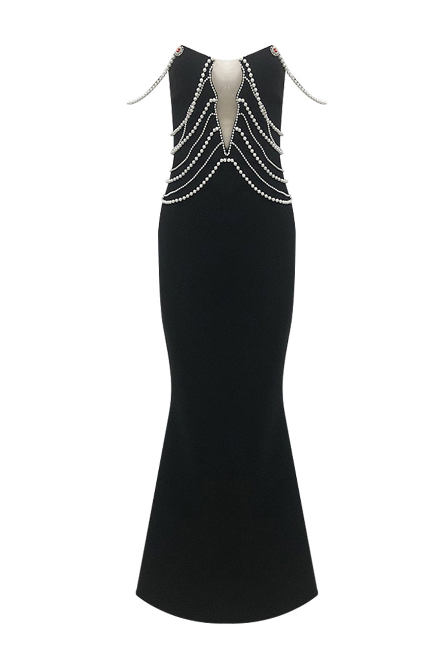 Payne Black Pearls Off Shoulder Dress