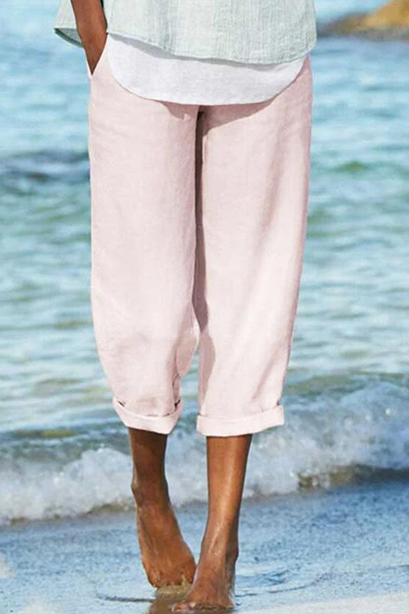 Fashion Casual Solid Pocket Loose Wide Leg Bottoms