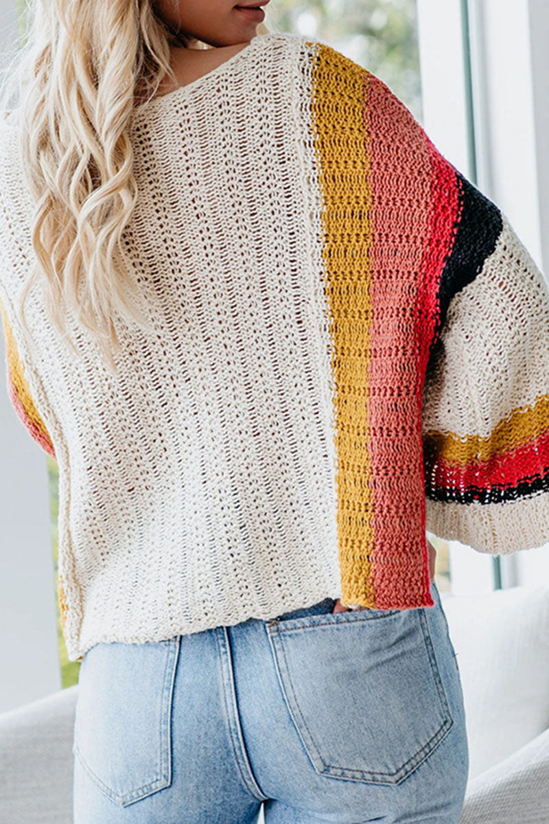 Fashion Solid Split Joint O Neck Tops