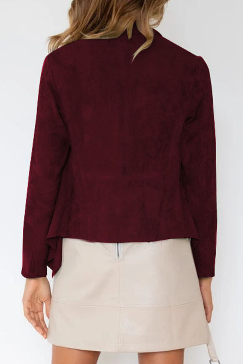 Fashion Casual Solid Patchwork Turndown Collar Outerwear