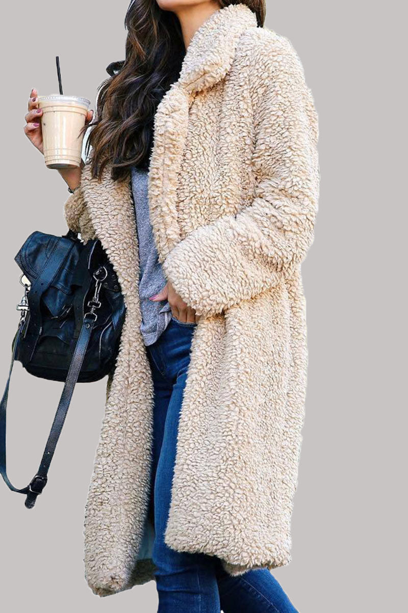 Fashion Street Solid Draw String Turndown Collar Outerwear(6 Colors)