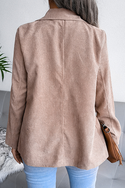 Casual Solid Buckle Turn-back Collar Outerwear(3 Colors)