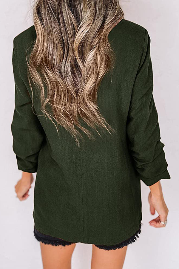 Elegant Solid Patchwork Pocket Turndown Collar Outerwear(12 Colors)