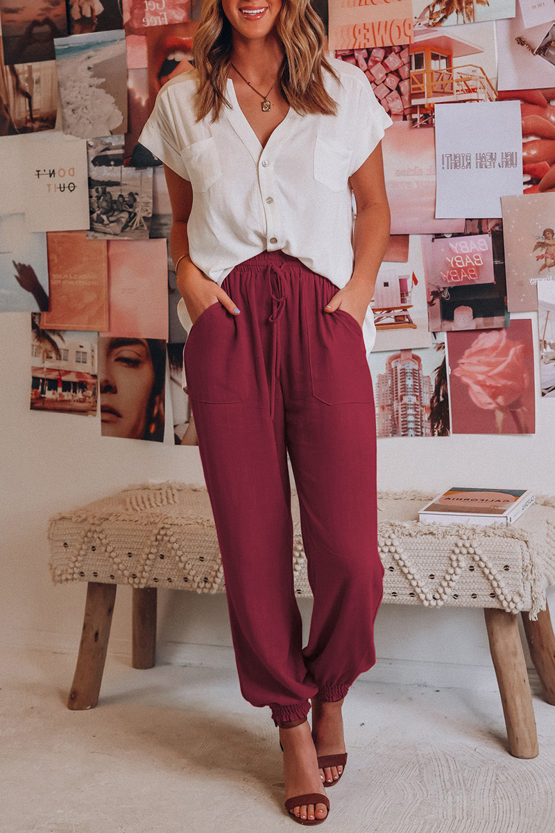 Casual Solid Patchwork Harlan Mid Waist Harlan Solid Color Bottoms