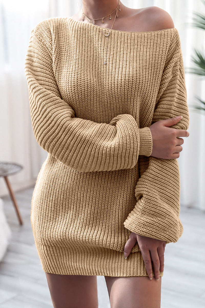 Fashion Casual Solid Bateau Neck Straight Dresses