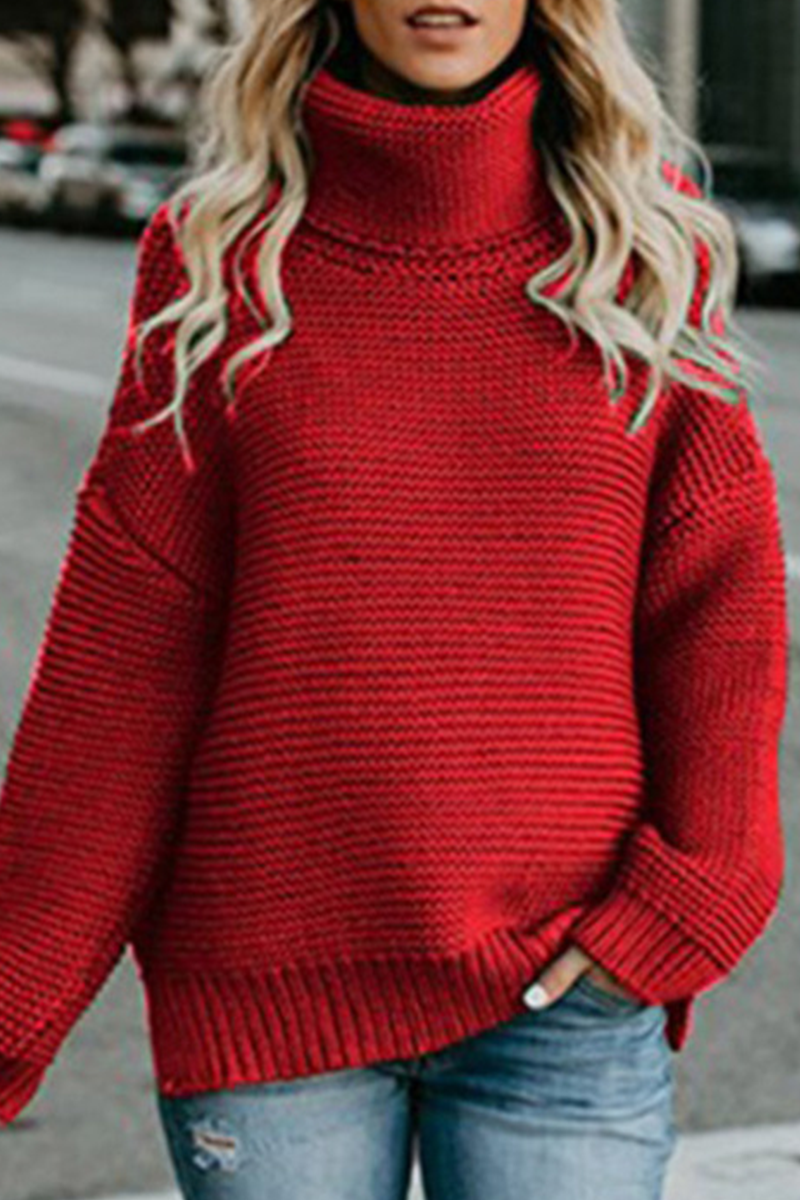Fashion Solid Patchwork Turtleneck Tops(7 Colors)