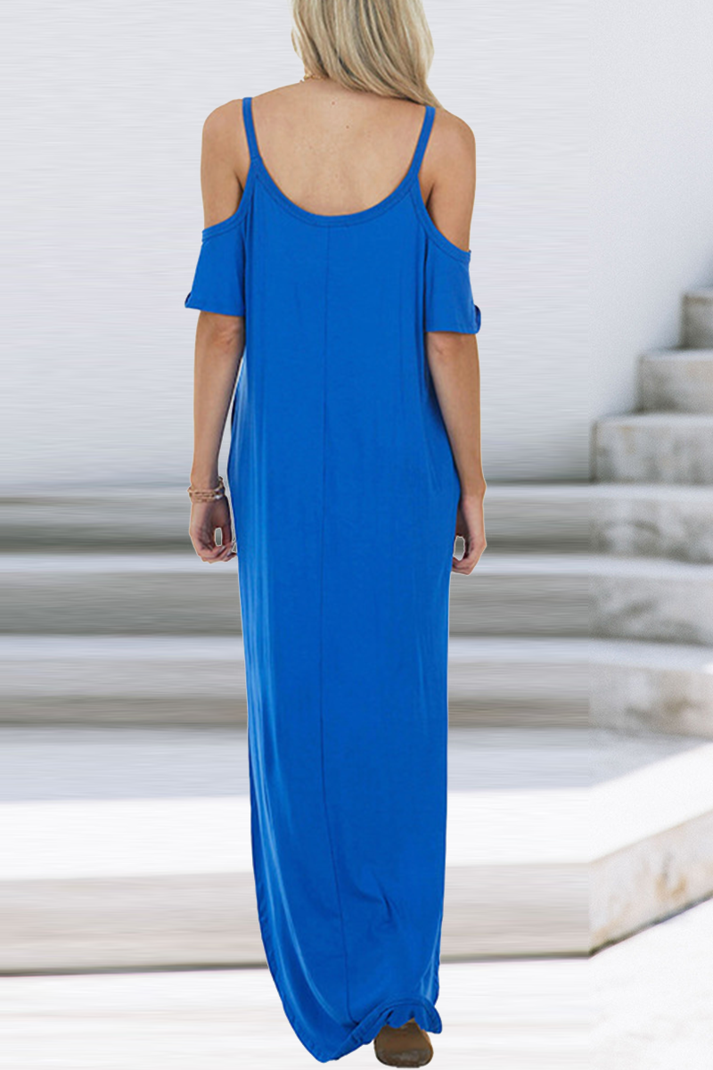 Casual Solid Patchwork Spaghetti Strap Straight Dresses