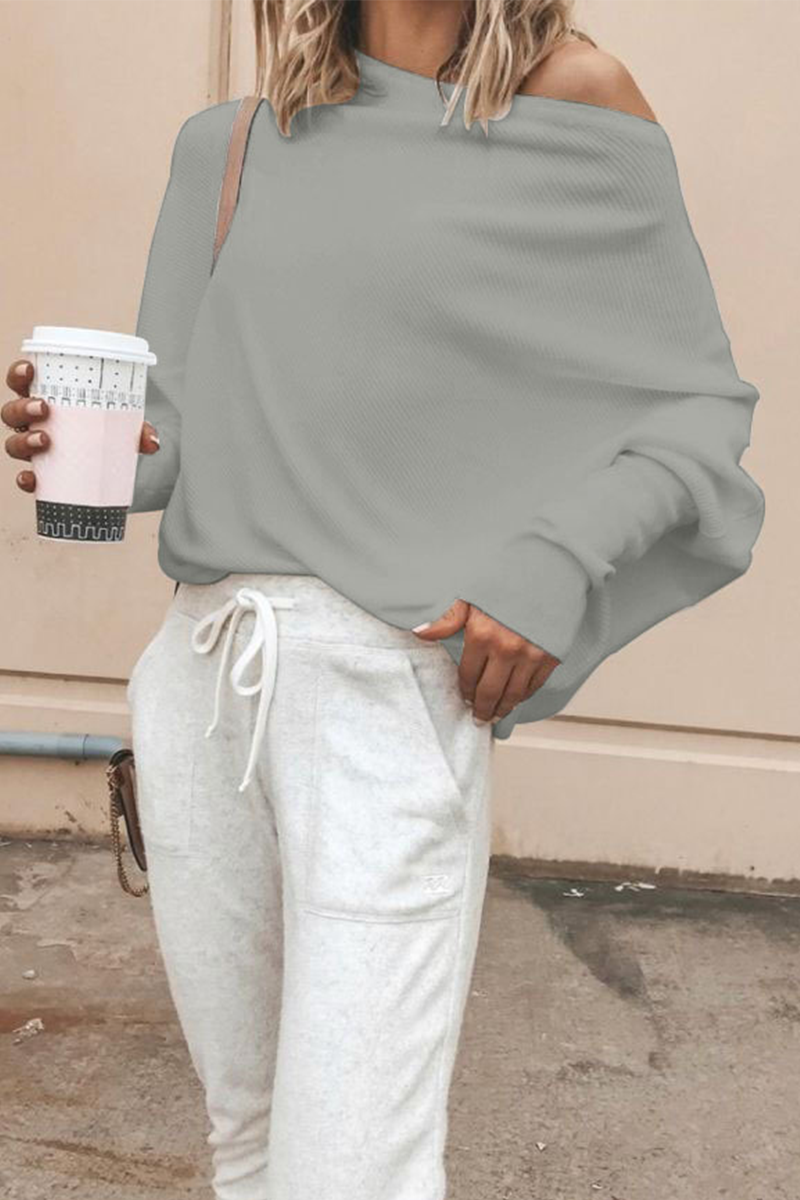 Casual Solid Patchwork One Shoulder Tops(5 Colors )