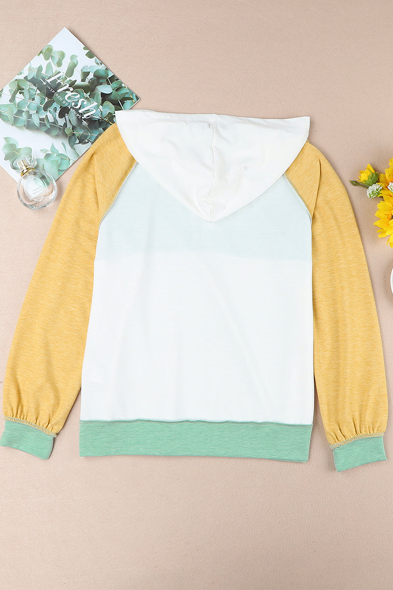 Fashion Color Block Contrast Mandarin Collar Hoodies