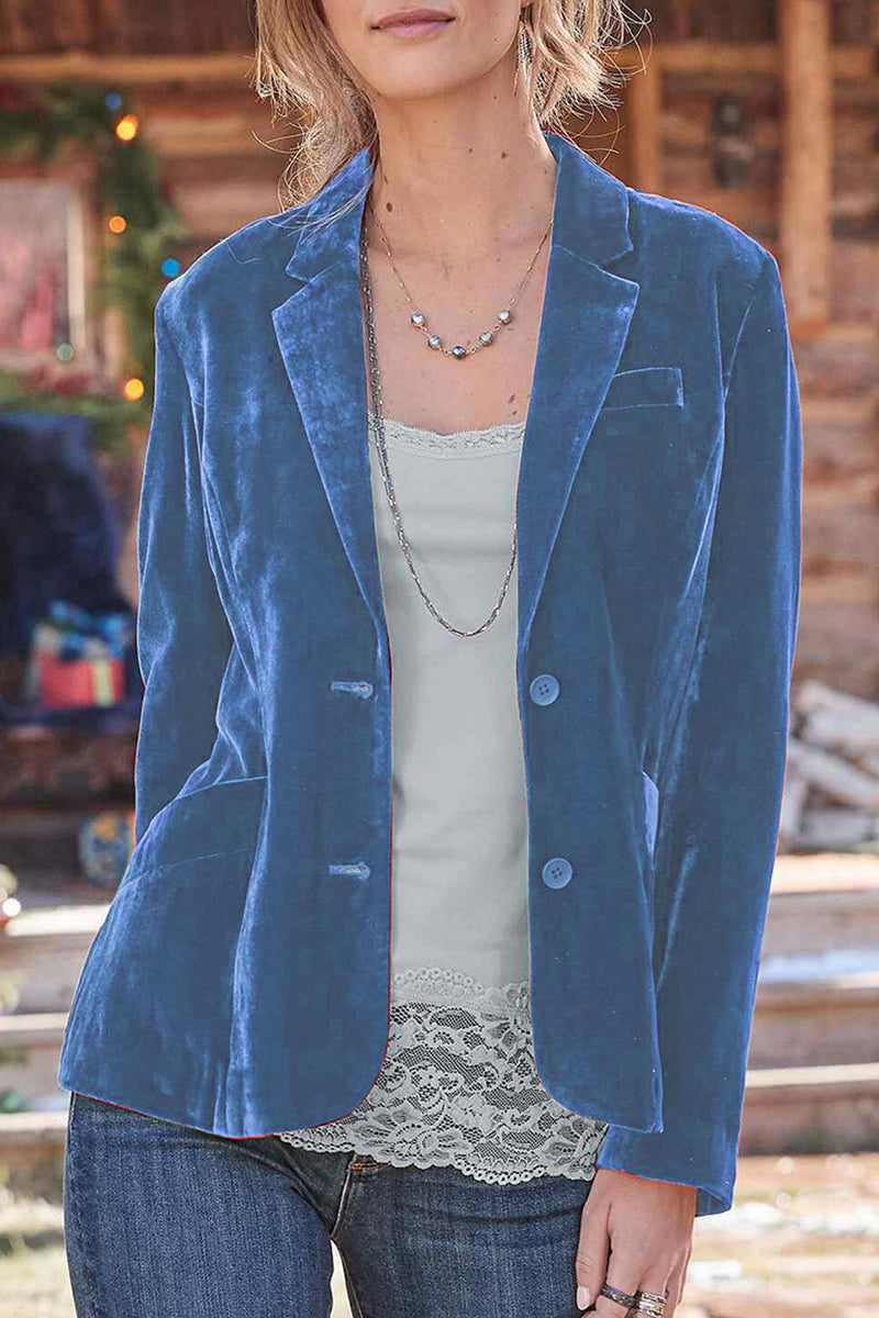 Street Solid Patchwork Pocket Turndown Collar Outerwear