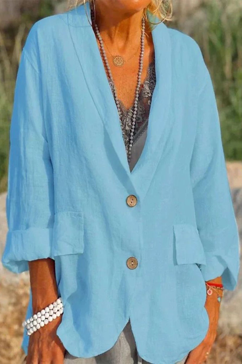 Casual Work Solid Solid Color Turn-back Collar Outerwear(5 Colors)