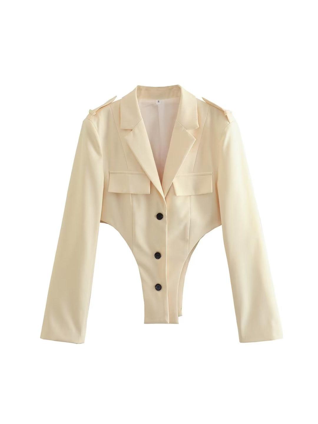Bodysuit Style Blazer & Wide Leg Pants Coord Set