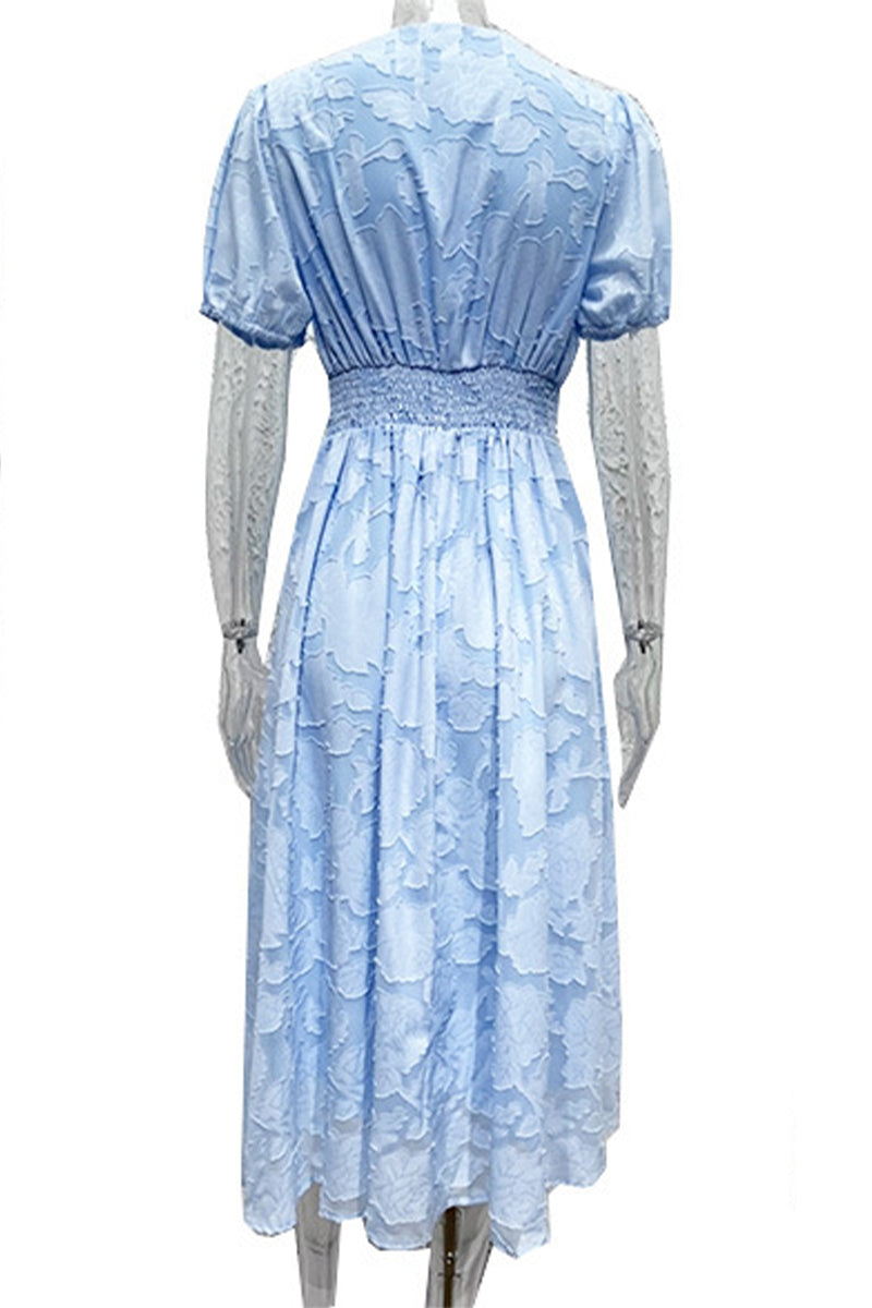 Elegant Solid Lace Pocket V Neck A Line Dresses(3 Colors)