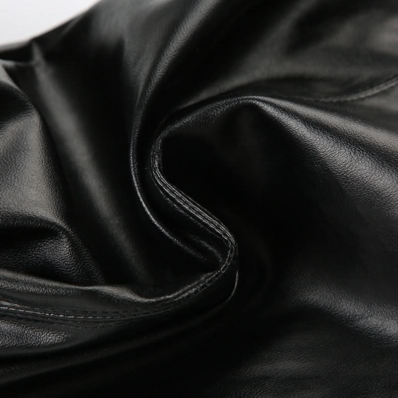 PU leather buckle low rise pant