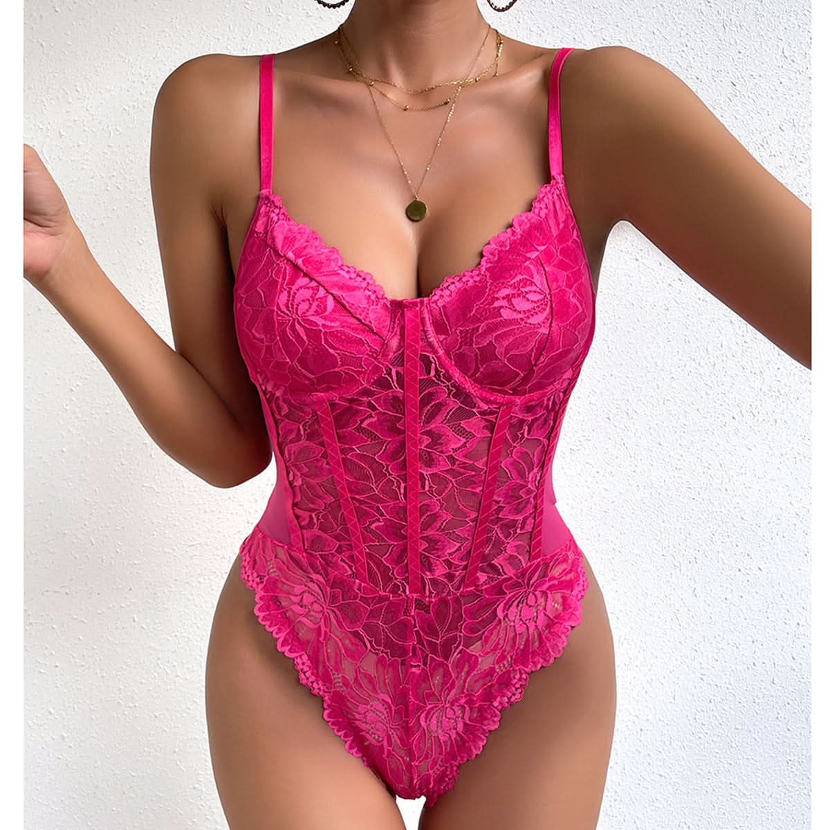 V neck lace cami bodysuit