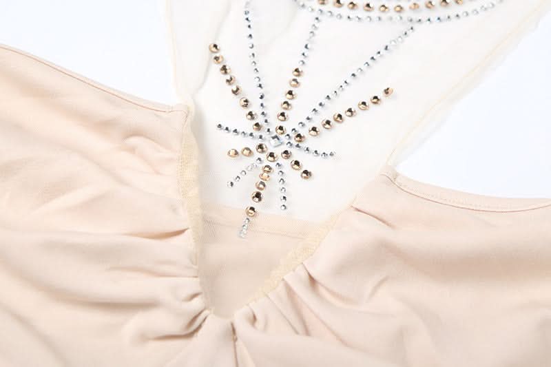 Halter beaded backless ruched mini dress