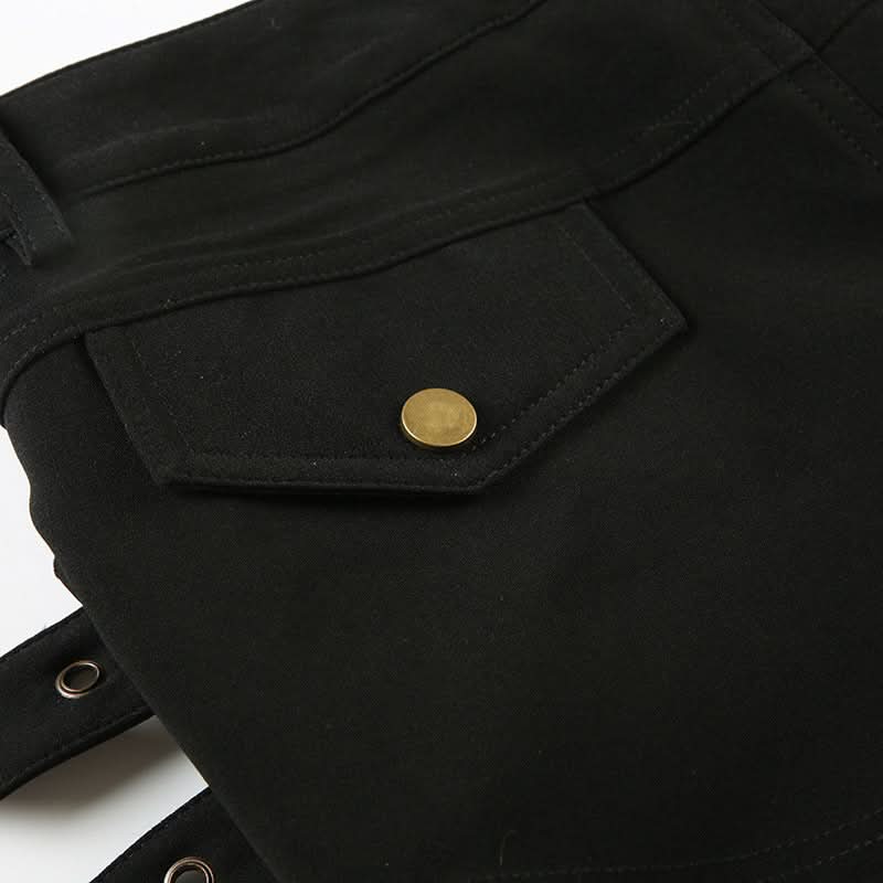 Button buckle solid low rise short pant