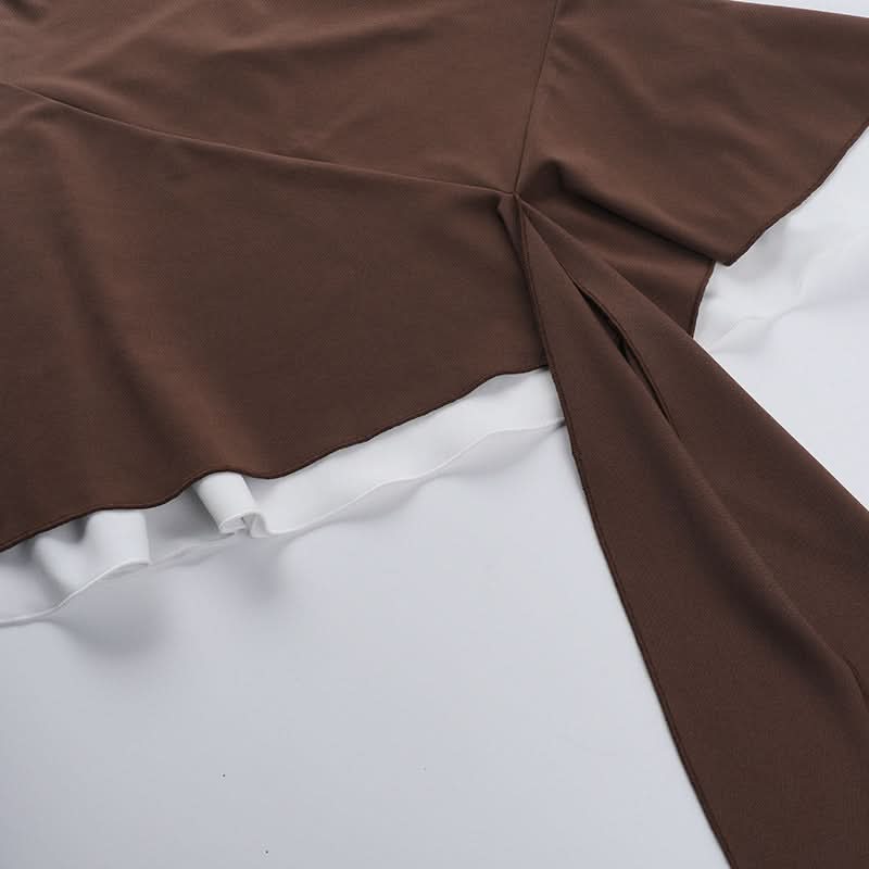 Halter metal chain ruffle mini dress