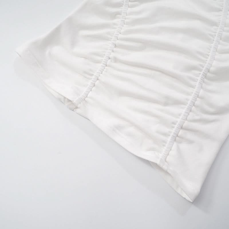 Short sleeve ruched solid top